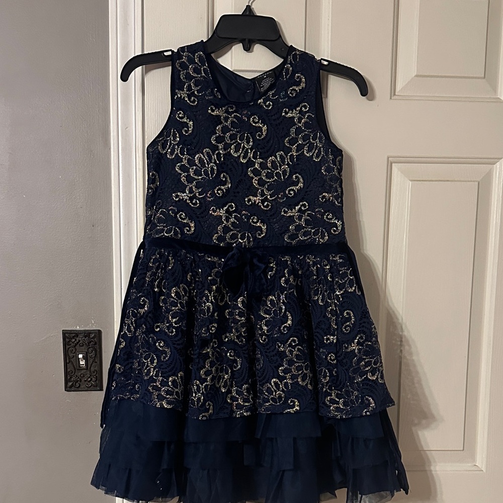 George Kids Formal Dress in Navy and Gold
